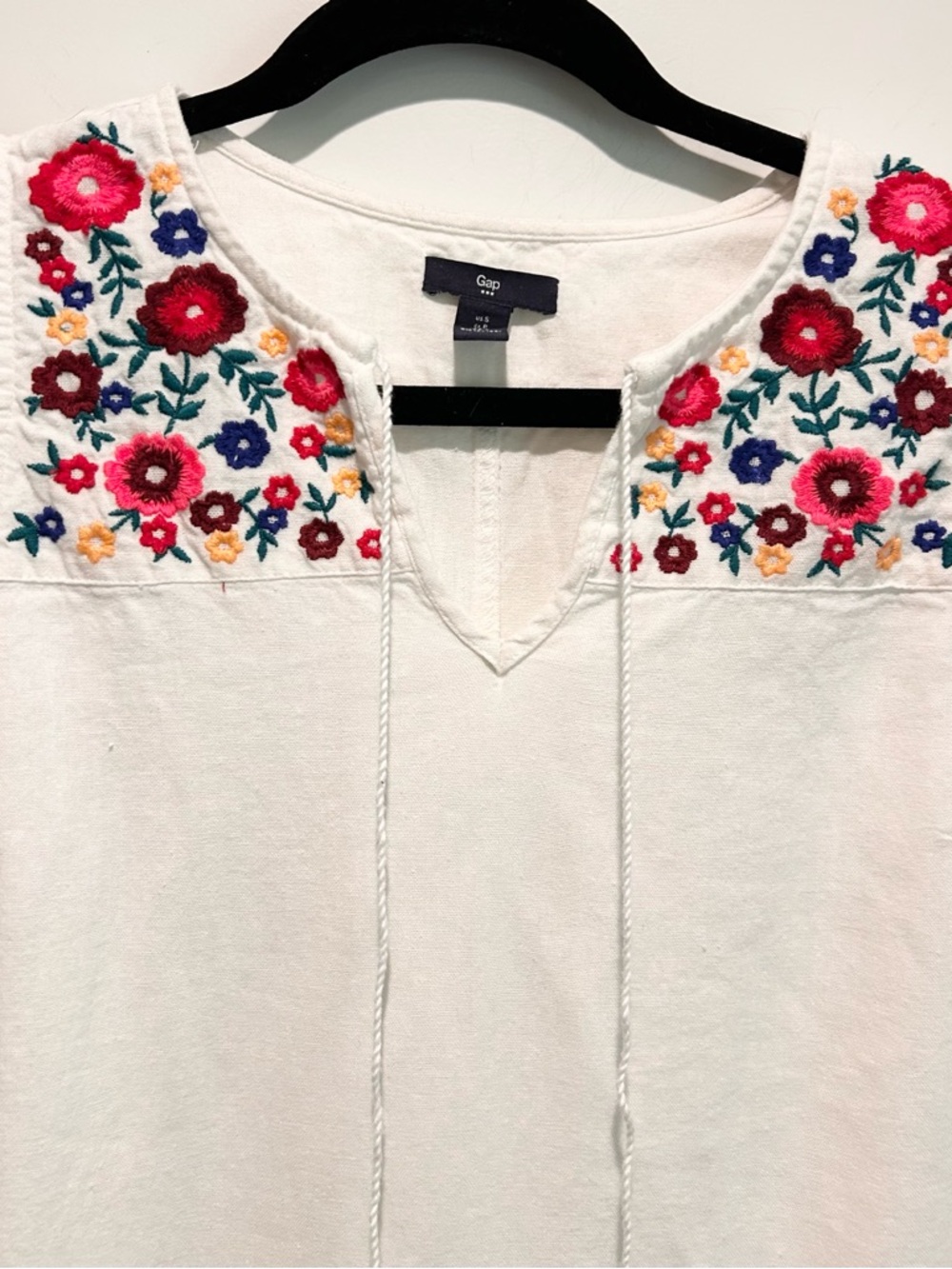 GAP Embroidered Cotton Shift Dress Boho Floral Sleeveless Summer S - Picture 3 of 6